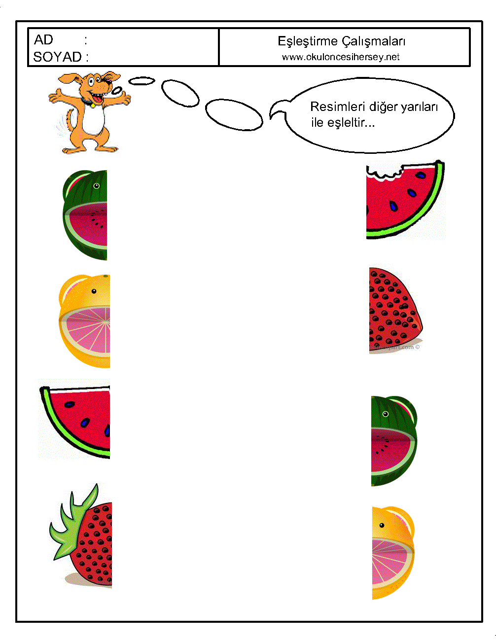 okul öncesi Eşleştirme Çalışmaları